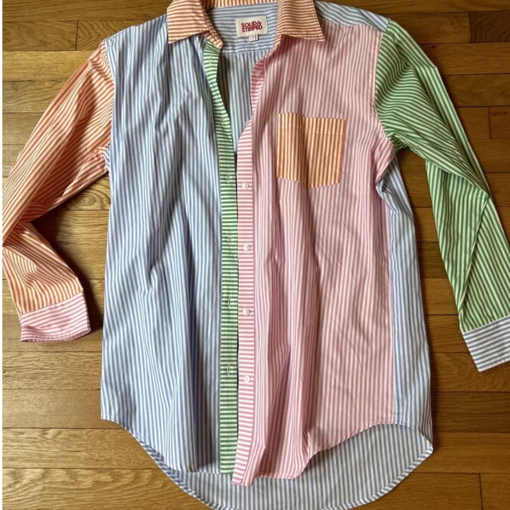 Solid And Striped Oversized Shirt Size Small